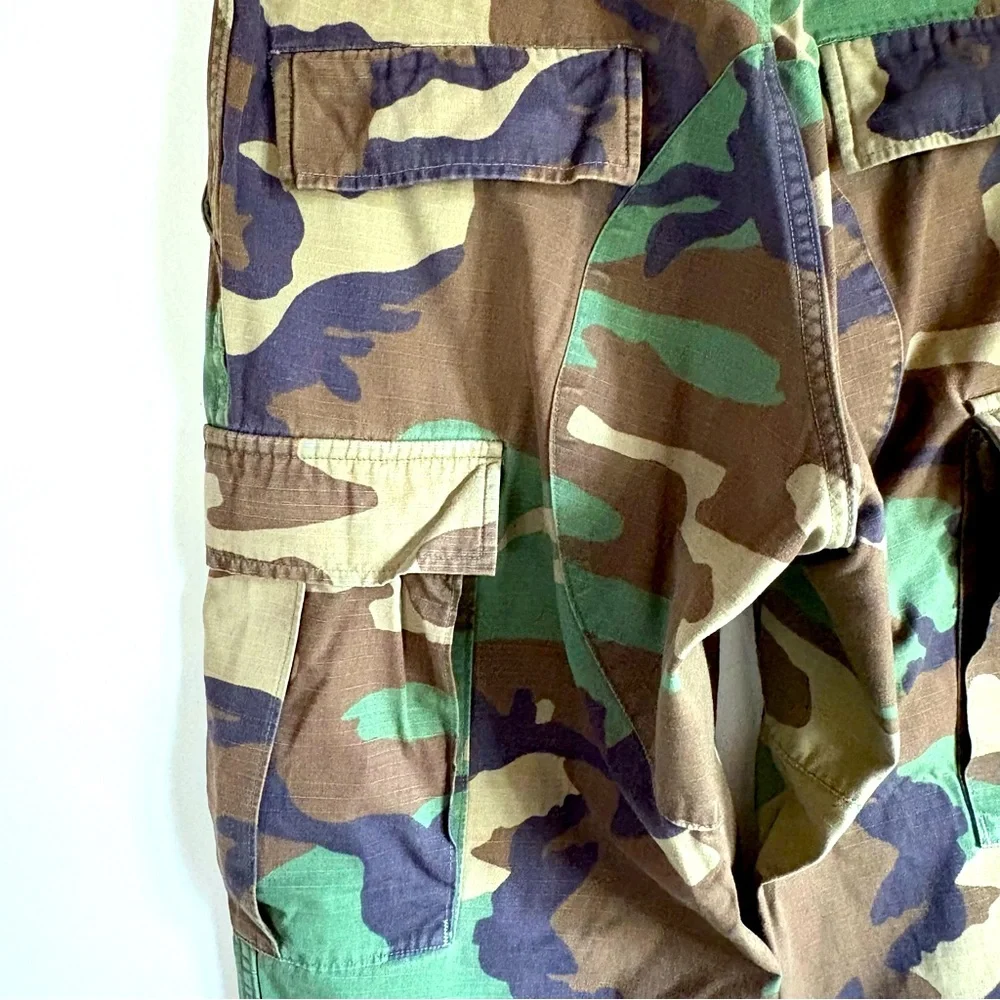 VTG Military Double Knee Combat Army Camouflage Cargo Pants Unisex Size 31 x 29